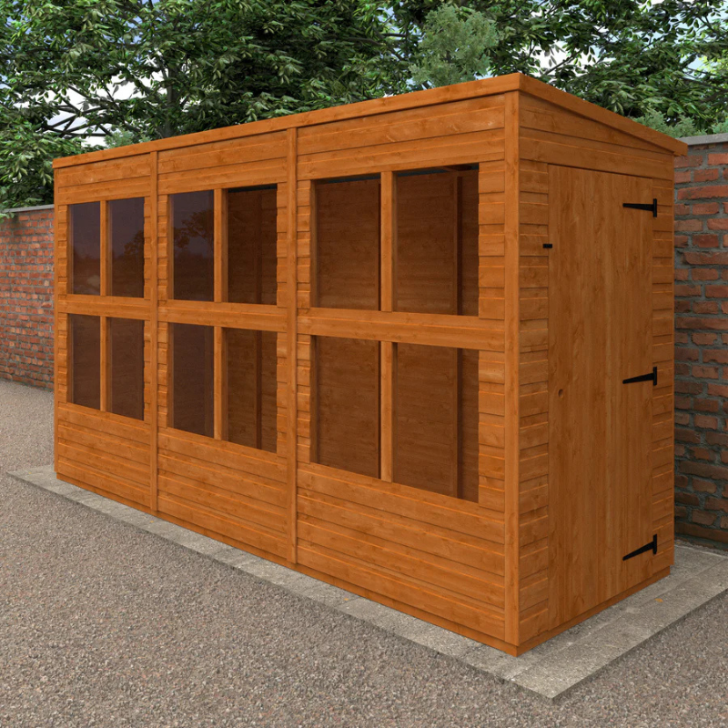 Woodlands Flex Pent Sun Room - 12ft x 4ft Woodlands