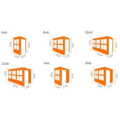 Woodlands Flex Pent Sun Room - 12ft x 6ft Woodlands