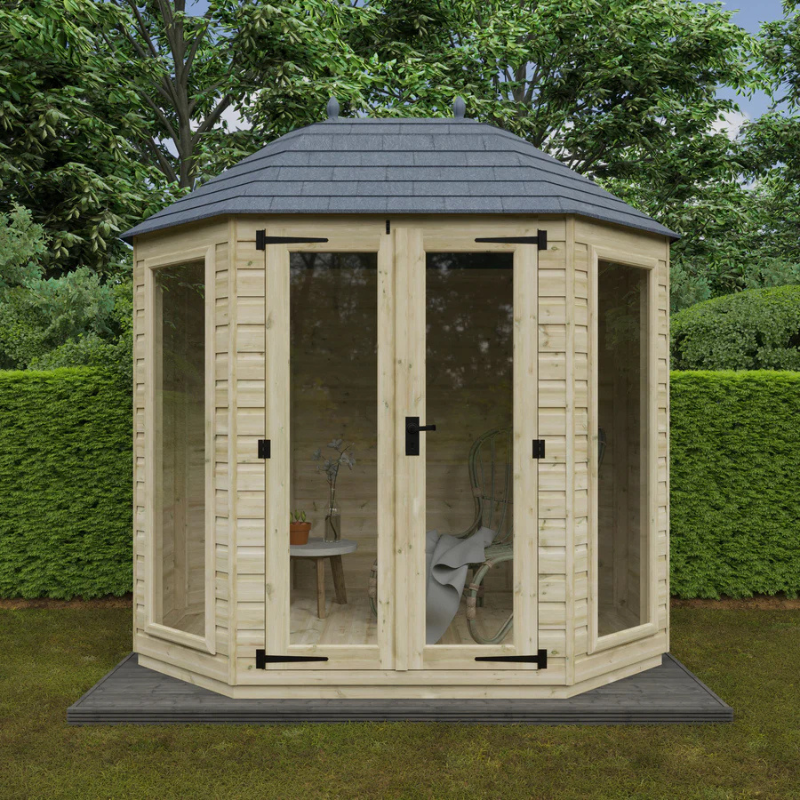 Woodlands The Octagonal Full Pane Summerhouse - 8ft x 6ft Woodlands