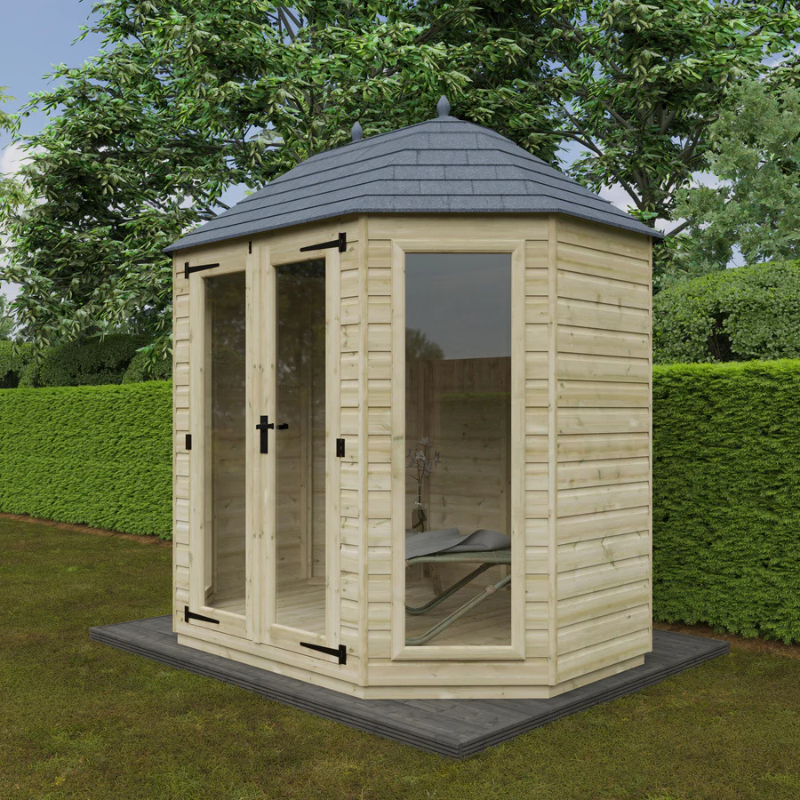 Woodlands The Octagonal Full Pane Summerhouse - 8ft x 6ft Woodlands