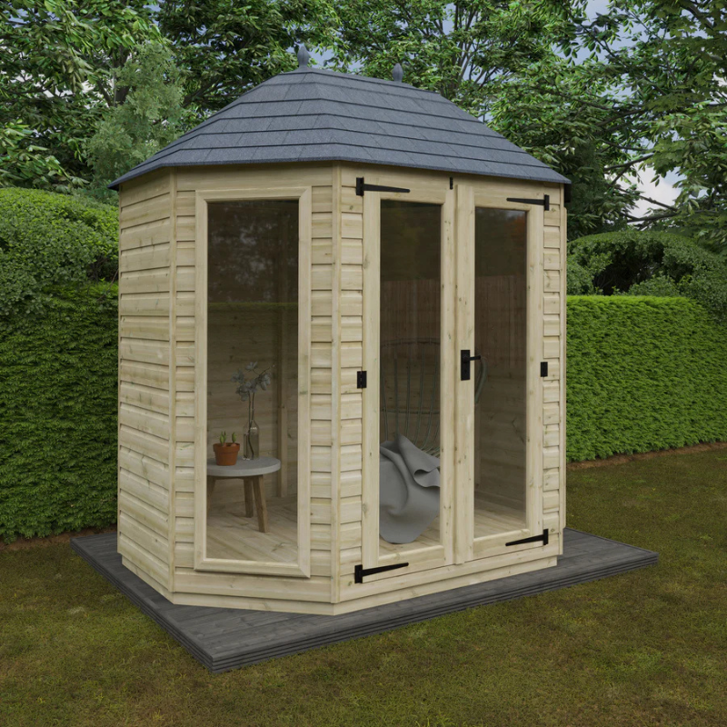 Woodlands The Octagonal Full Pane Summerhouse - 8ft x 6ft Woodlands