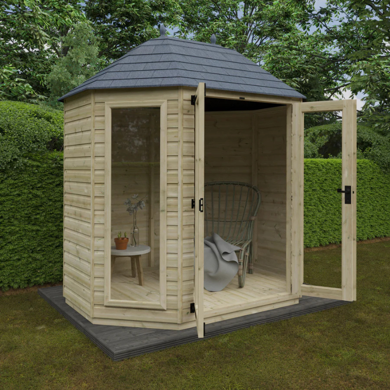 Woodlands The Octagonal Full Pane Summerhouse - 8ft x 6ft Woodlands