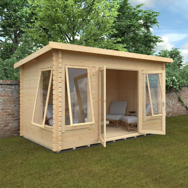 Woodlands The Hatfield Pent Log Cabin - 44mm - 14 x 8w Woodlands