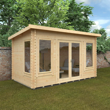 Woodlands The Hatfield Pent Log Cabin - 44mm - 14 x 8w Woodlands