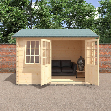 Woodlands The Henley Apex Log Cabin - 12ft x 10ft (28/44mm) Woodlands