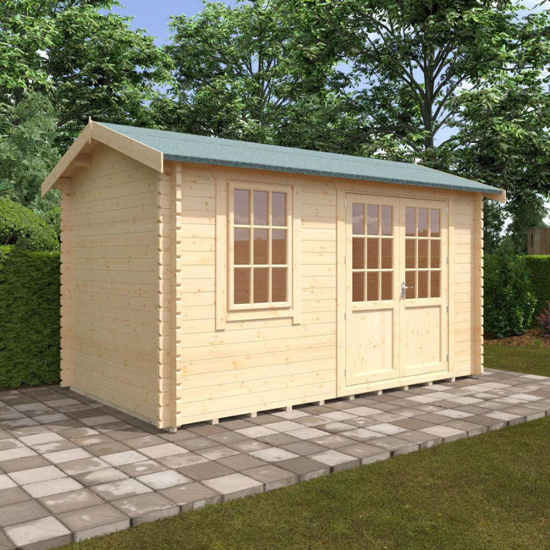 Woodlands The Henley Apex Log Cabin - 14ft x 8ft (28/44mm) Woodlands