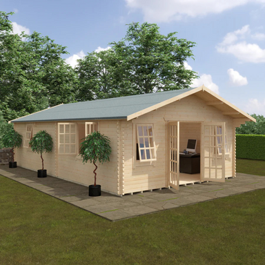 Woodlands The Kensington Apex Log Cabin - 30 x 18 ft (44mm) Woodlands