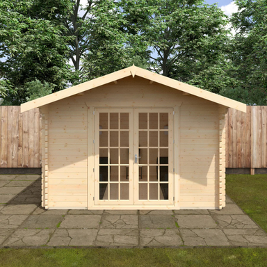 Woodlands The Lotherton Apex Log Cabin - 14ft x 12ft (28/44mm) Woodlands