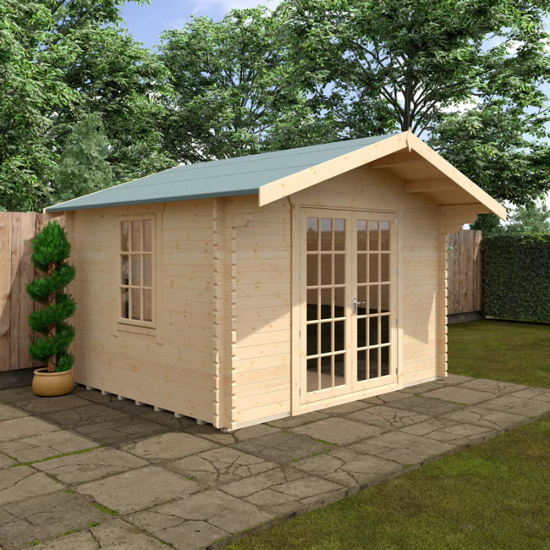 Woodlands The Lotherton Apex Log Cabin - 14ft x 12ft (28/44mm) Woodlands