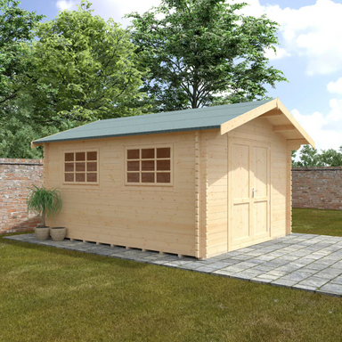 Woodlands The Marlborough Apex Log Cabin - 14ft x 14ft (28/44mm) Woodlands