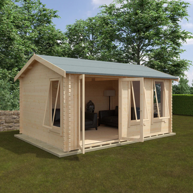 Woodlands The Sherborne Apex Log Cabin - 20ft x 16ft (44mm) Woodlands