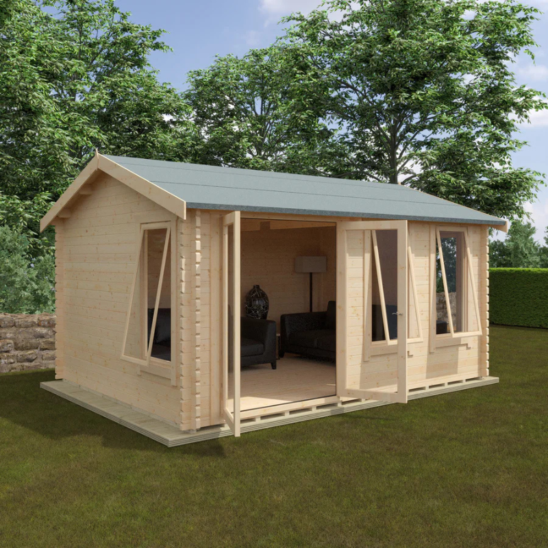 Woodlands The Sherborne Apex Log Cabin - 20ft x 16ft (44mm) Woodlands