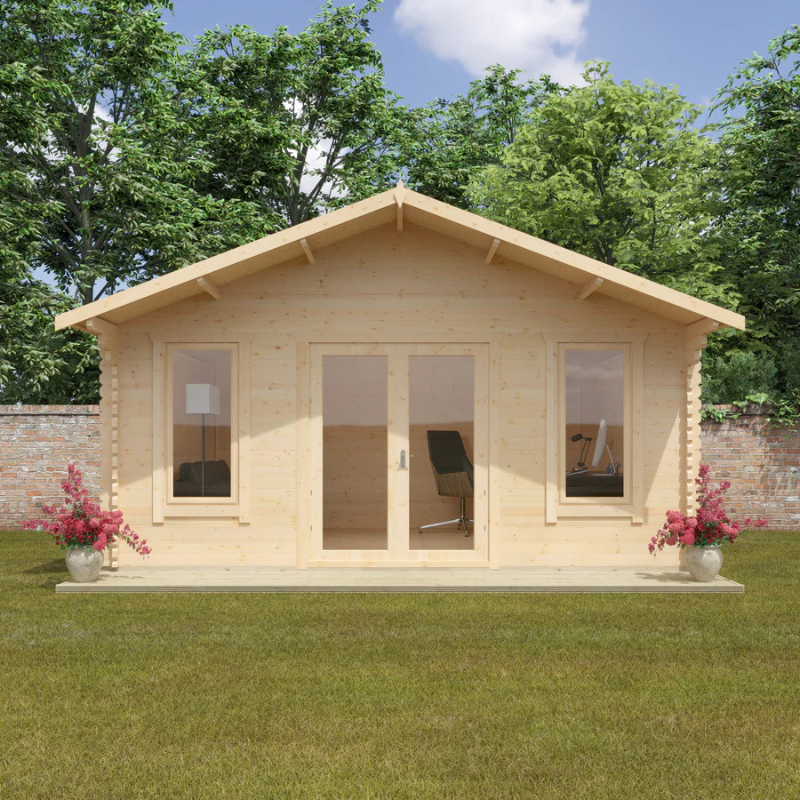 Woodlands The Sutton Apex Log Cabin - 14ft x 18ft (44mm) Woodlands