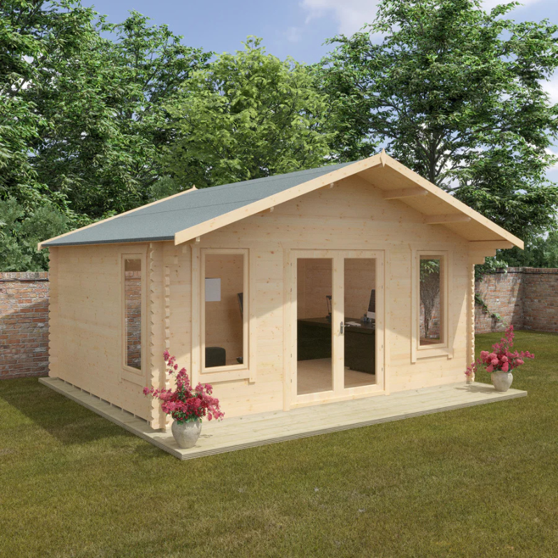 Woodlands The Sutton Apex Log Cabin - 14ft x 18ft (44mm) Woodlands