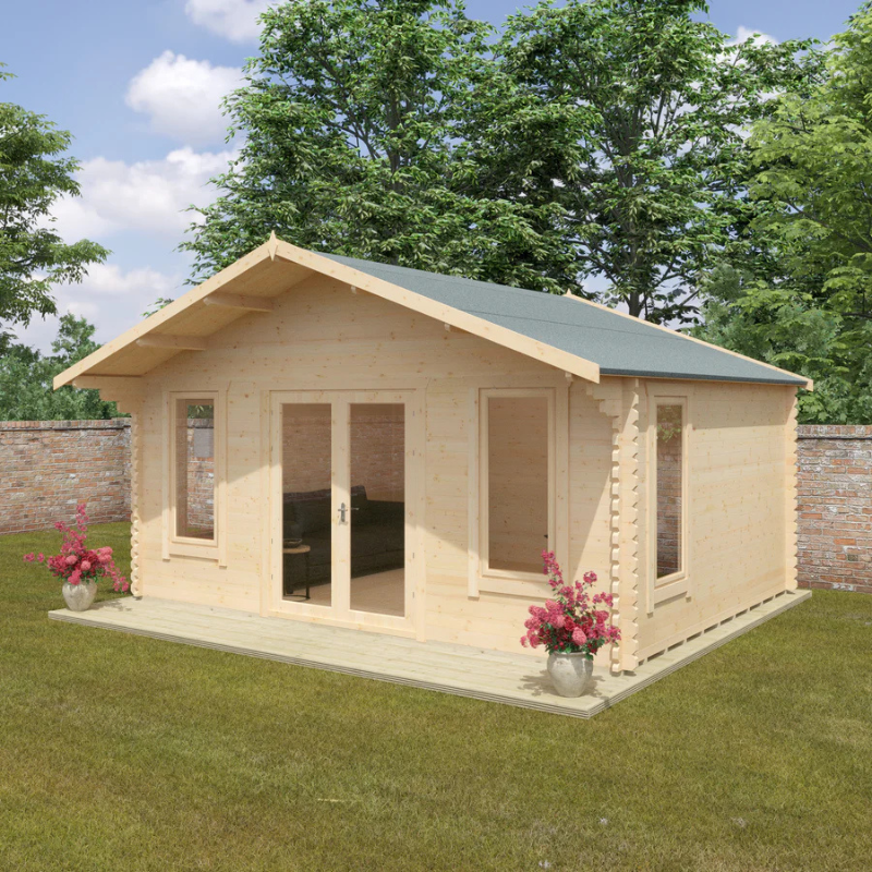 Woodlands The Sutton Apex Log Cabin - 14ft x 18ft (44mm) Woodlands
