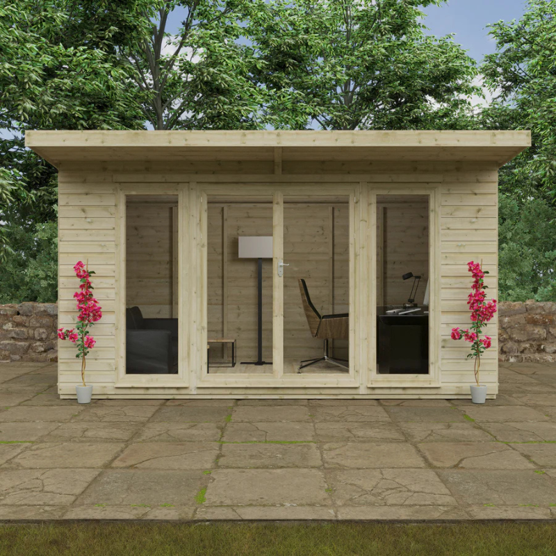 Woodlands The Tanalised Pent Garden Studio - 16ft x 8ft Woodlands