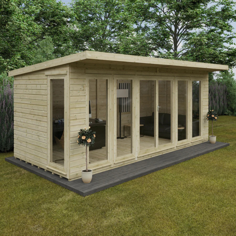Woodlands The Tanalised Pent Garden Studio - 18ft x 8ft Woodlands