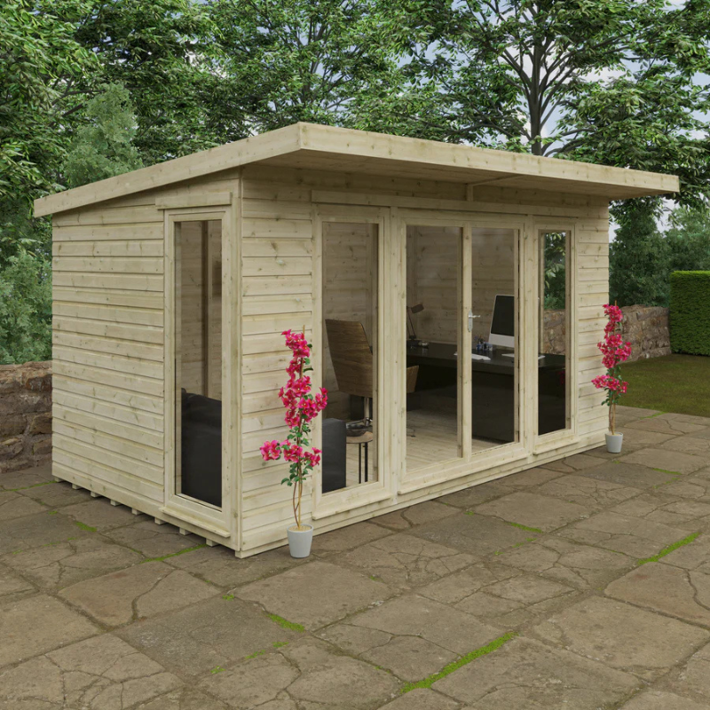 Woodlands The Tanalised Pent Garden Studio - 16ft x 8ft Woodlands
