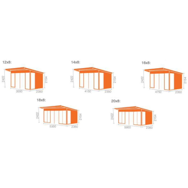Woodlands The Tanalised Pent Garden Studio - 18ft x 8ft Woodlands