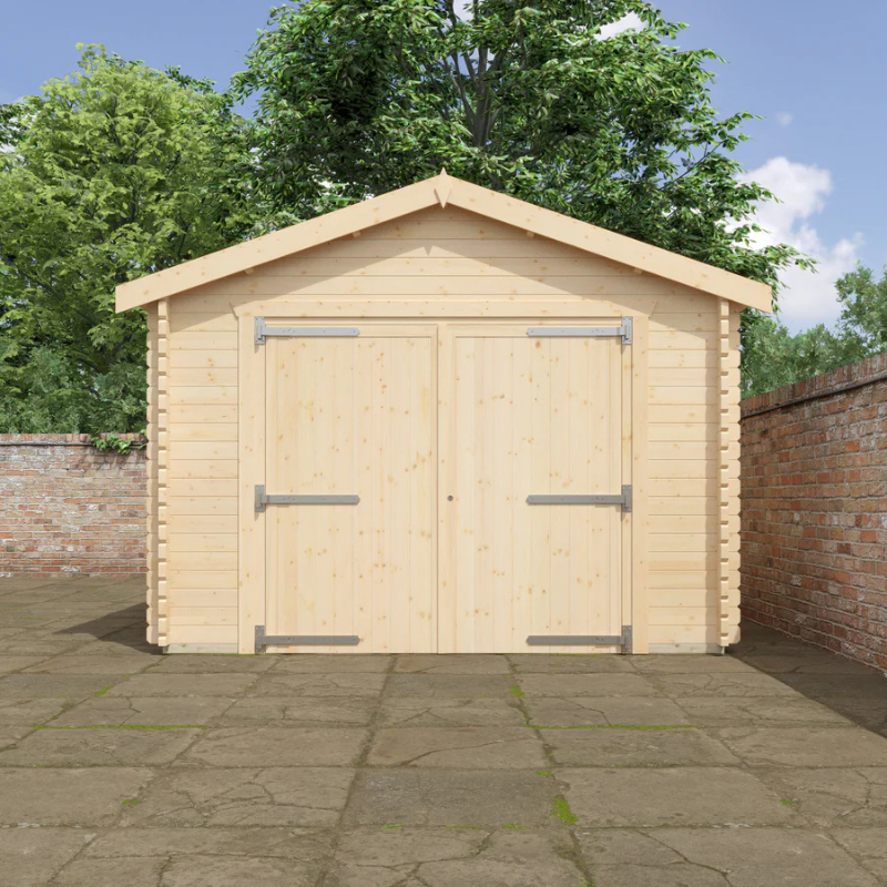 Woodlands The Warwick Apex Garage Log Cabin - 20ft x 14ft (44mm) Woodlands