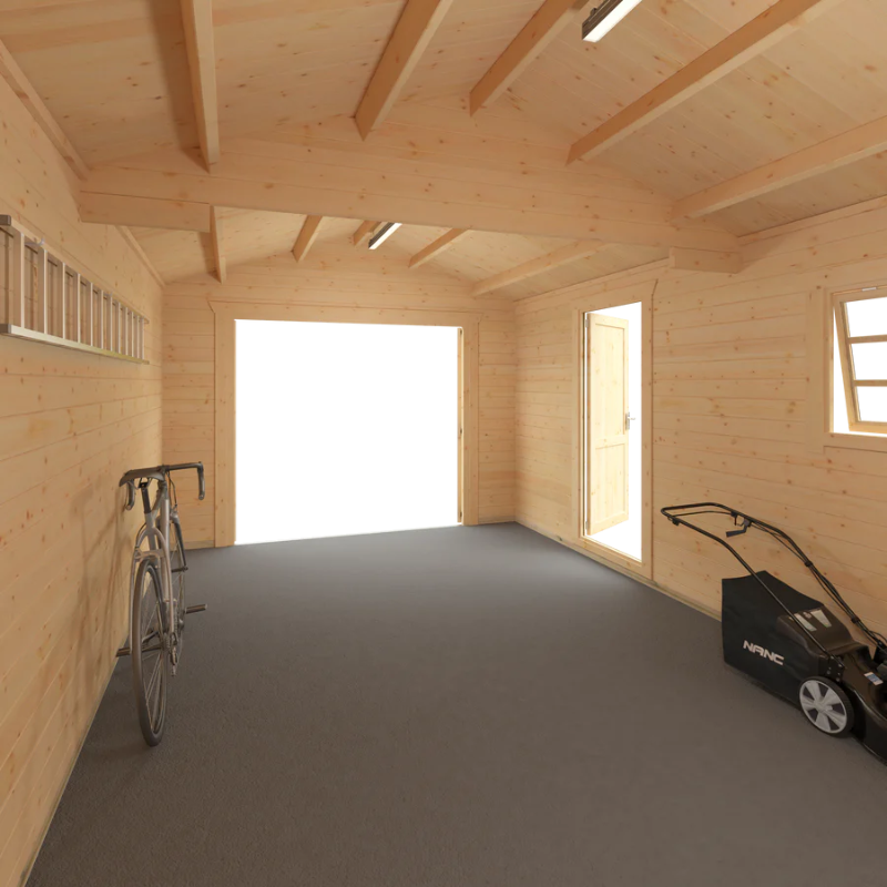 Woodlands The Warwick Apex Garage Log Cabin - 20ft x 14ft (44mm) Woodlands