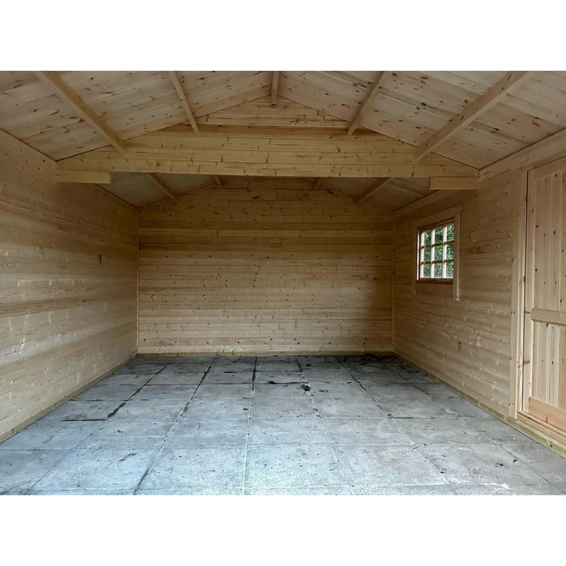 Woodlands The Warwick Apex Garage Log Cabin - 20ft x 14ft (44mm) Woodlands