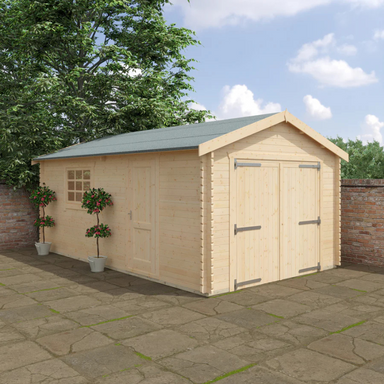 Woodlands The Warwick Apex Garage Log Cabin - 20ft x 14ft (44mm) Woodlands