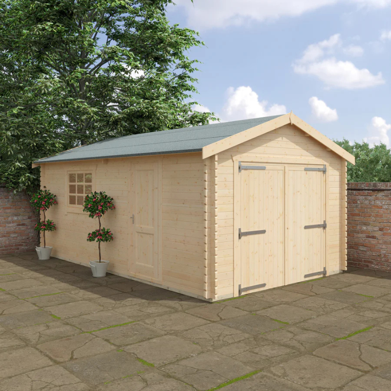 Woodlands The Warwick Apex Garage Log Cabin - 20ft x 14ft (44mm) Woodlands