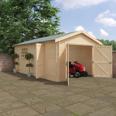 Woodlands The Warwick Apex Garage Log Cabin - 20ft x 14ft (44mm) Woodlands