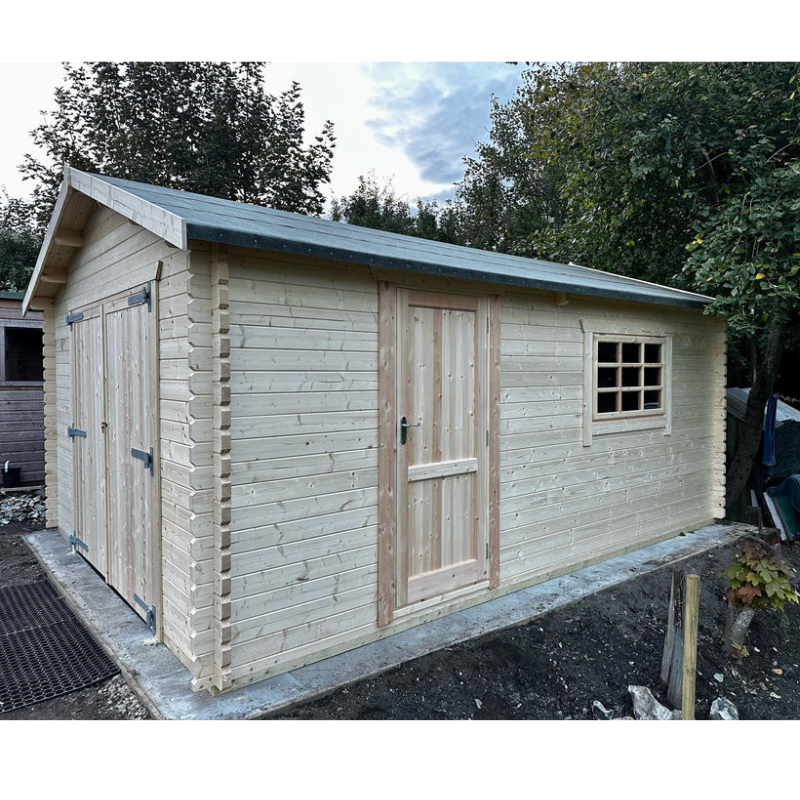 Woodlands The Warwick Apex Garage Log Cabin - 20ft x 14ft (44mm) Woodlands