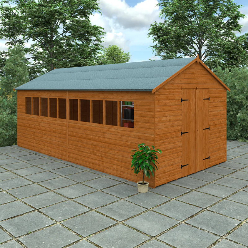 Woodlands XL Workshop Apex Garden Shed - 20ft x 10ft Woodlands