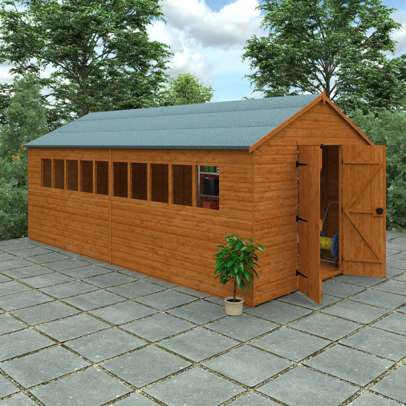 Woodlands XL Workshop Apex Garden Shed - 20ft x 10ft Woodlands
