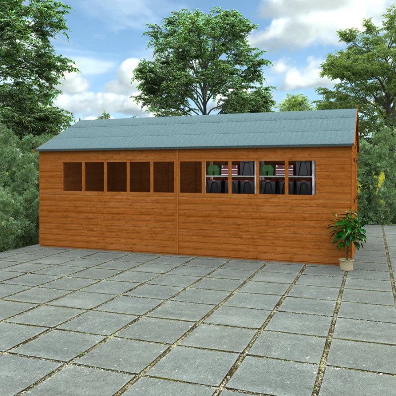 Woodlands XL Workshop Apex Garden Shed - 20ft x 10ft Woodlands