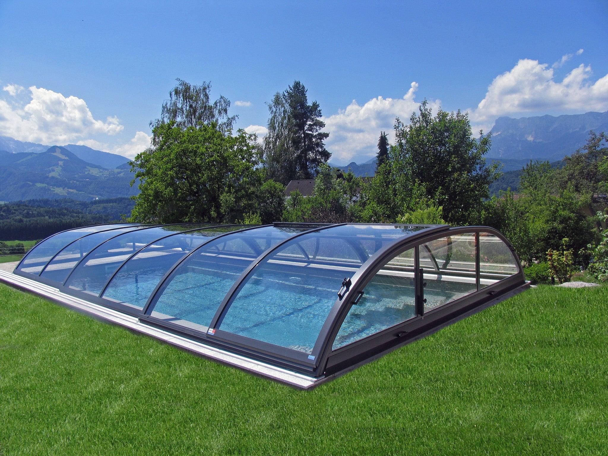 Elegant Neo Low Retractable Swimming Pool Enclosure Alukov