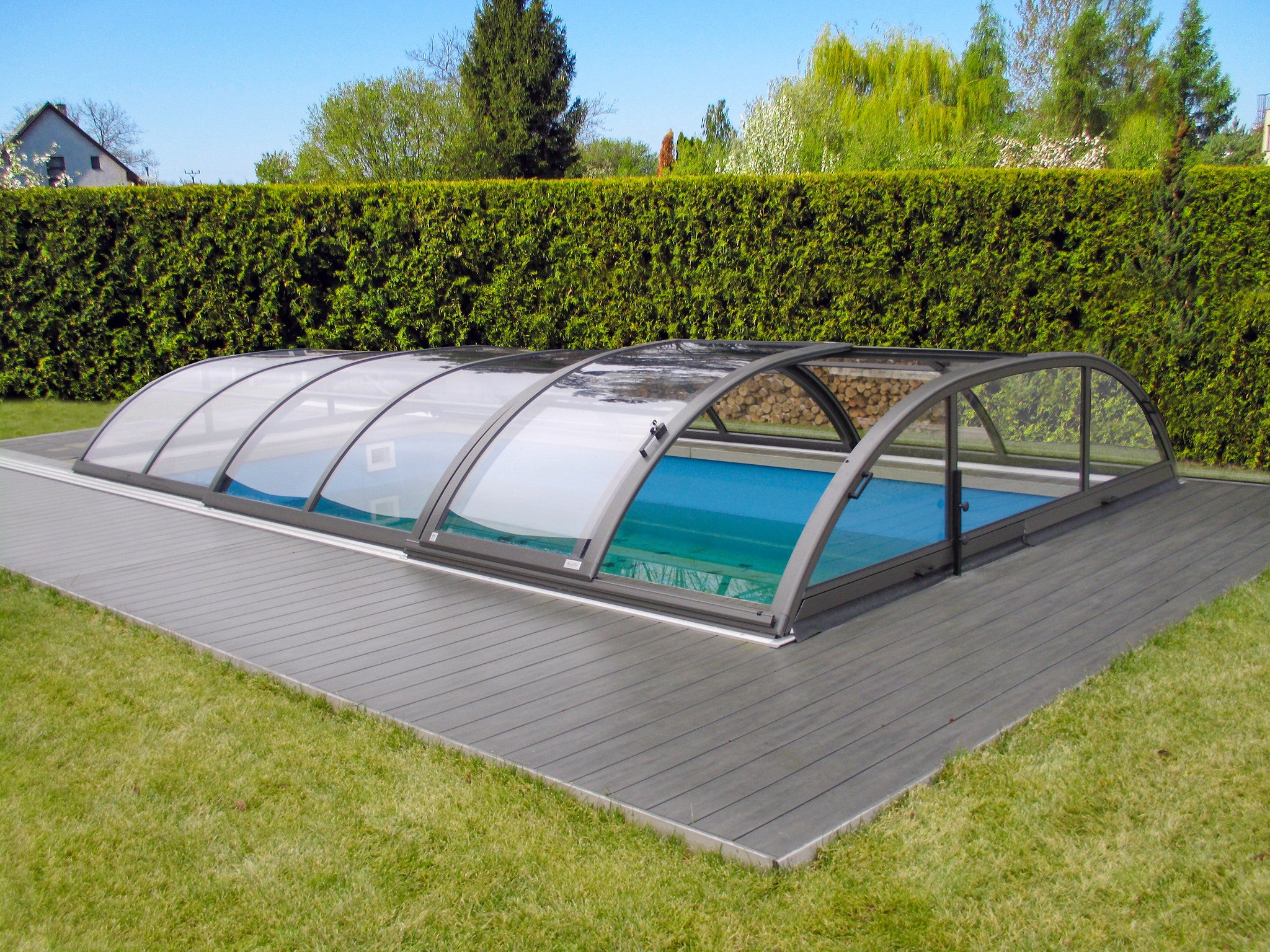 Elegant Neo Low Retractable Swimming Pool Enclosure Alukov