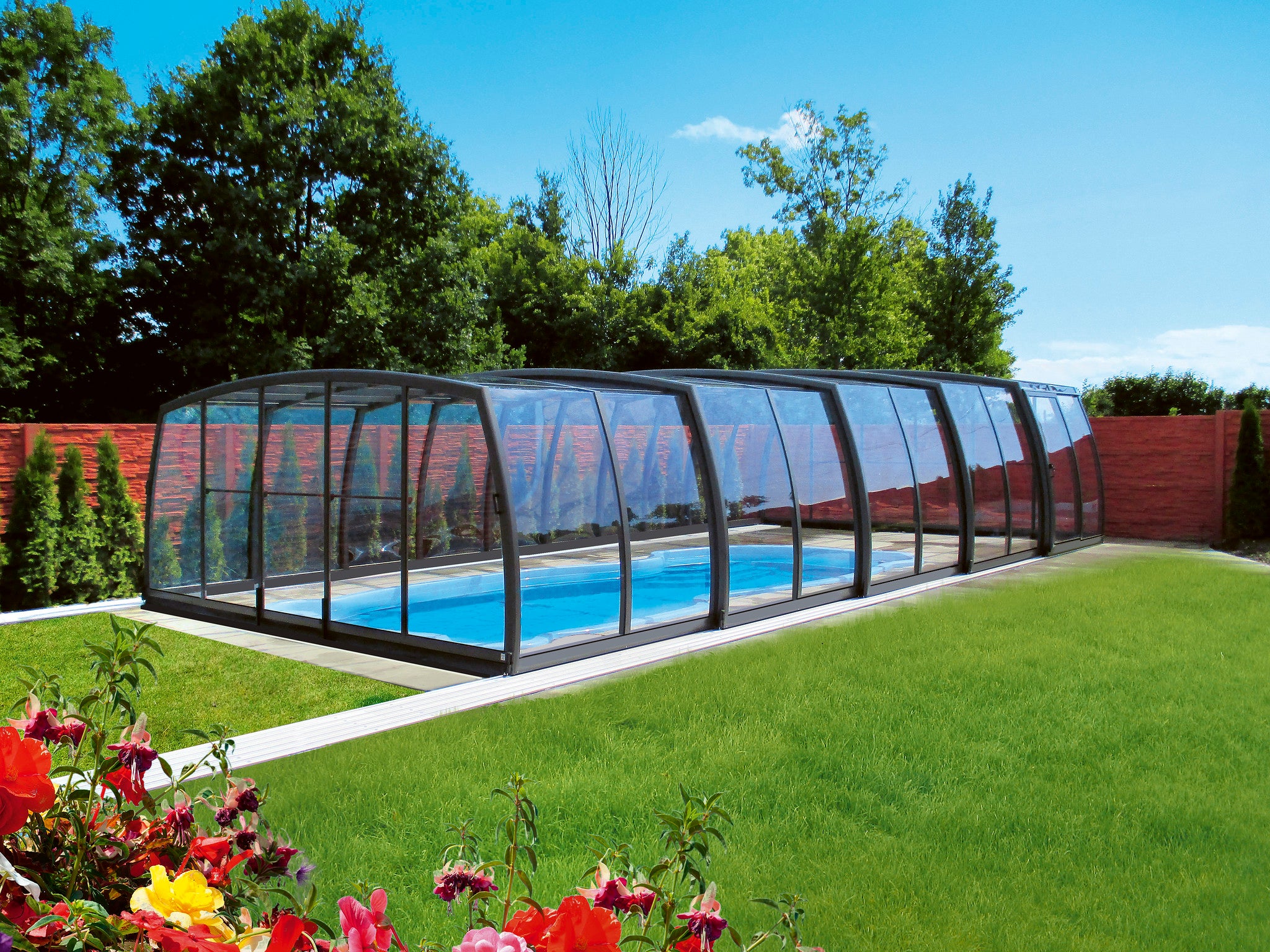 Omega High Retractable Swimming Pool Enclosure Alukov