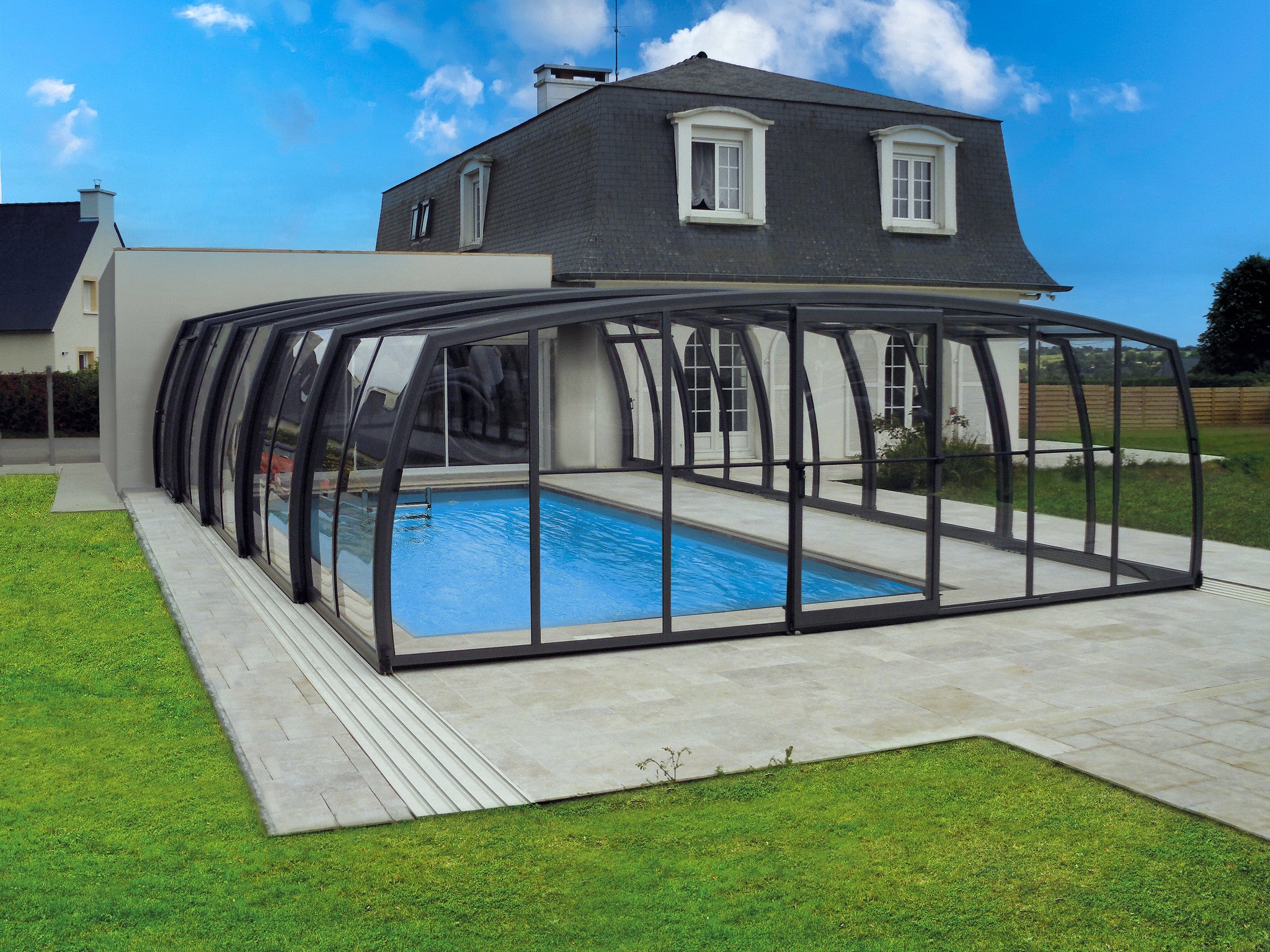 Omega High Retractable Swimming Pool Enclosure Alukov