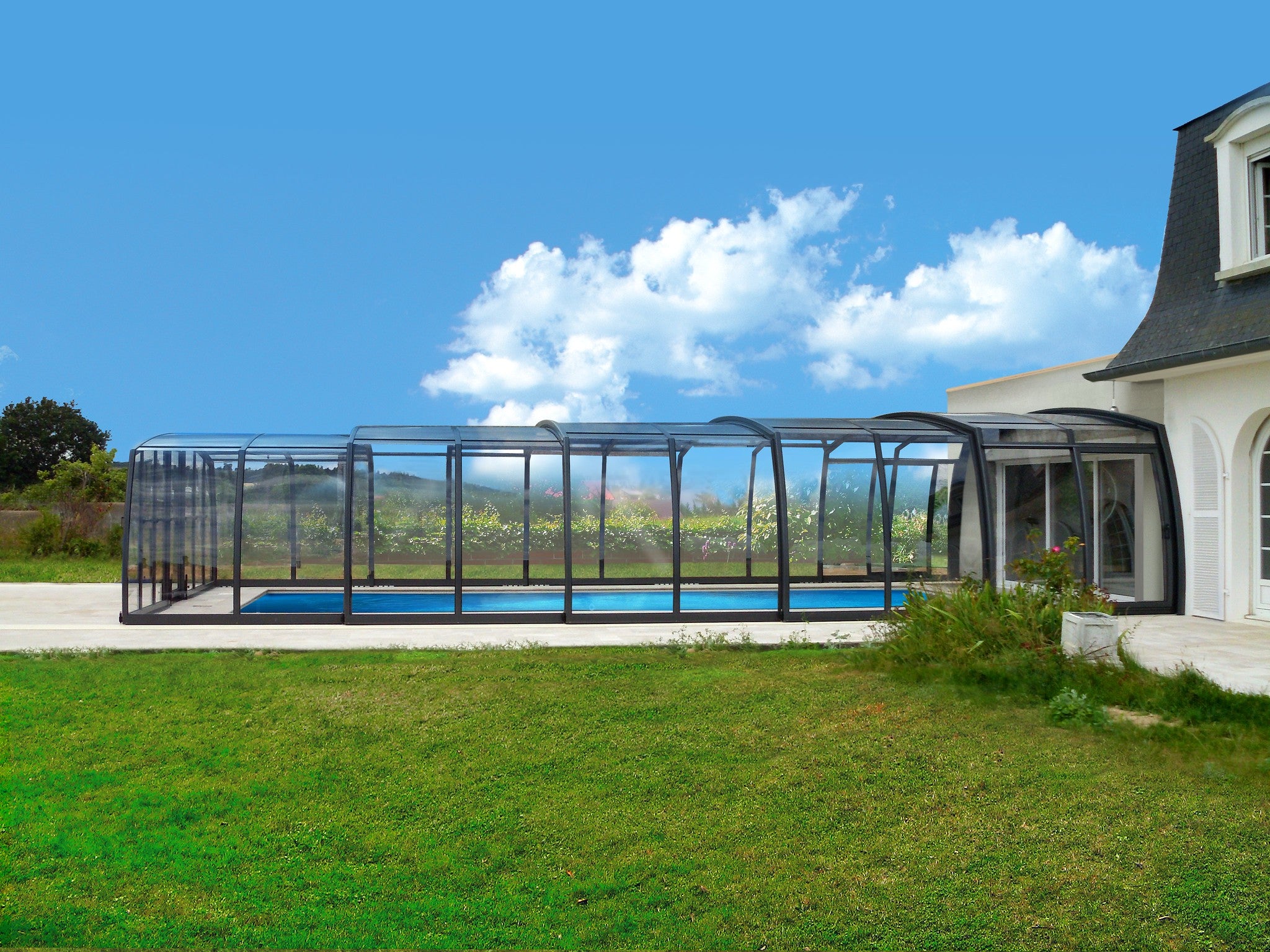 Omega High Retractable Swimming Pool Enclosure Alukov