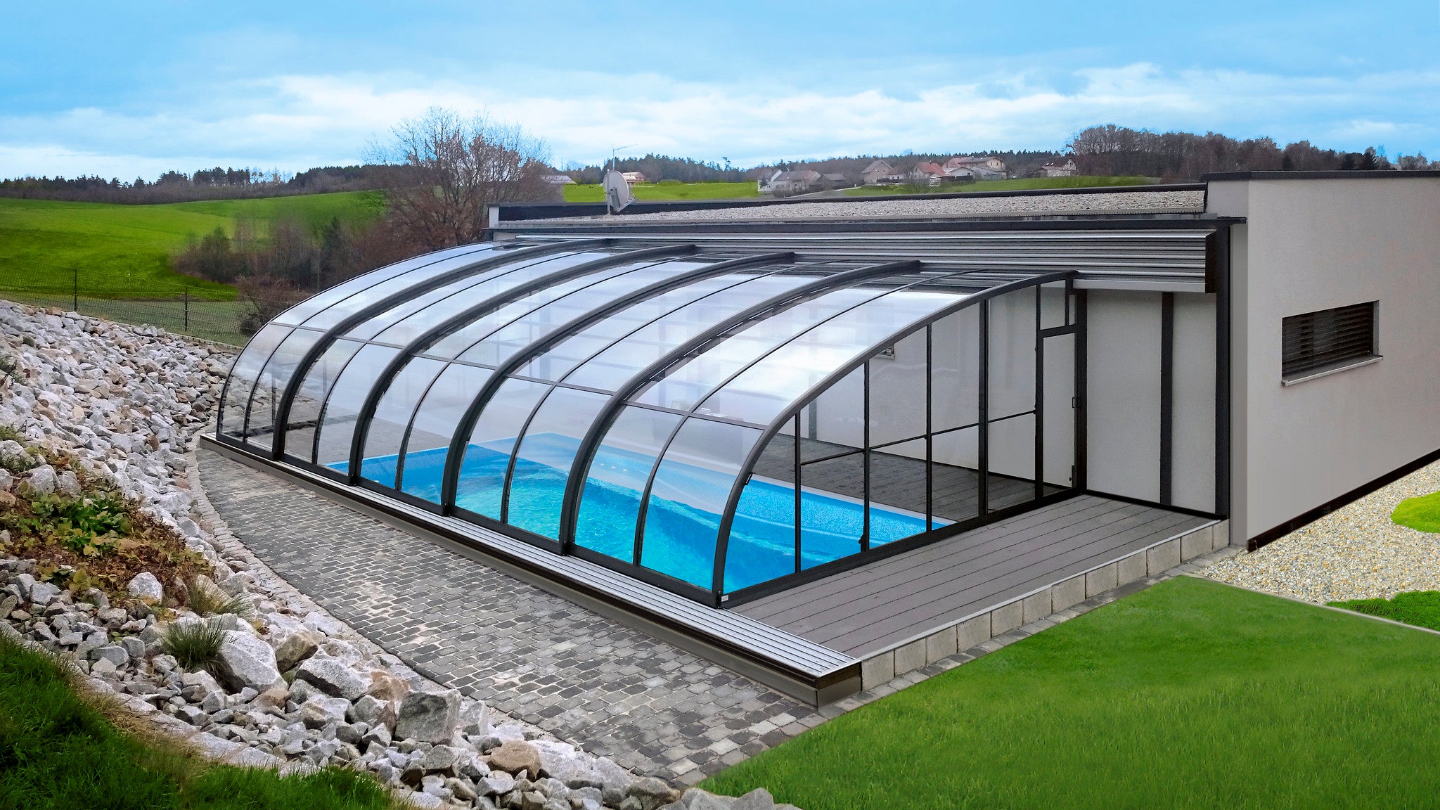 Style Wall Mounted Telescopic Pool Enclosure Alukov