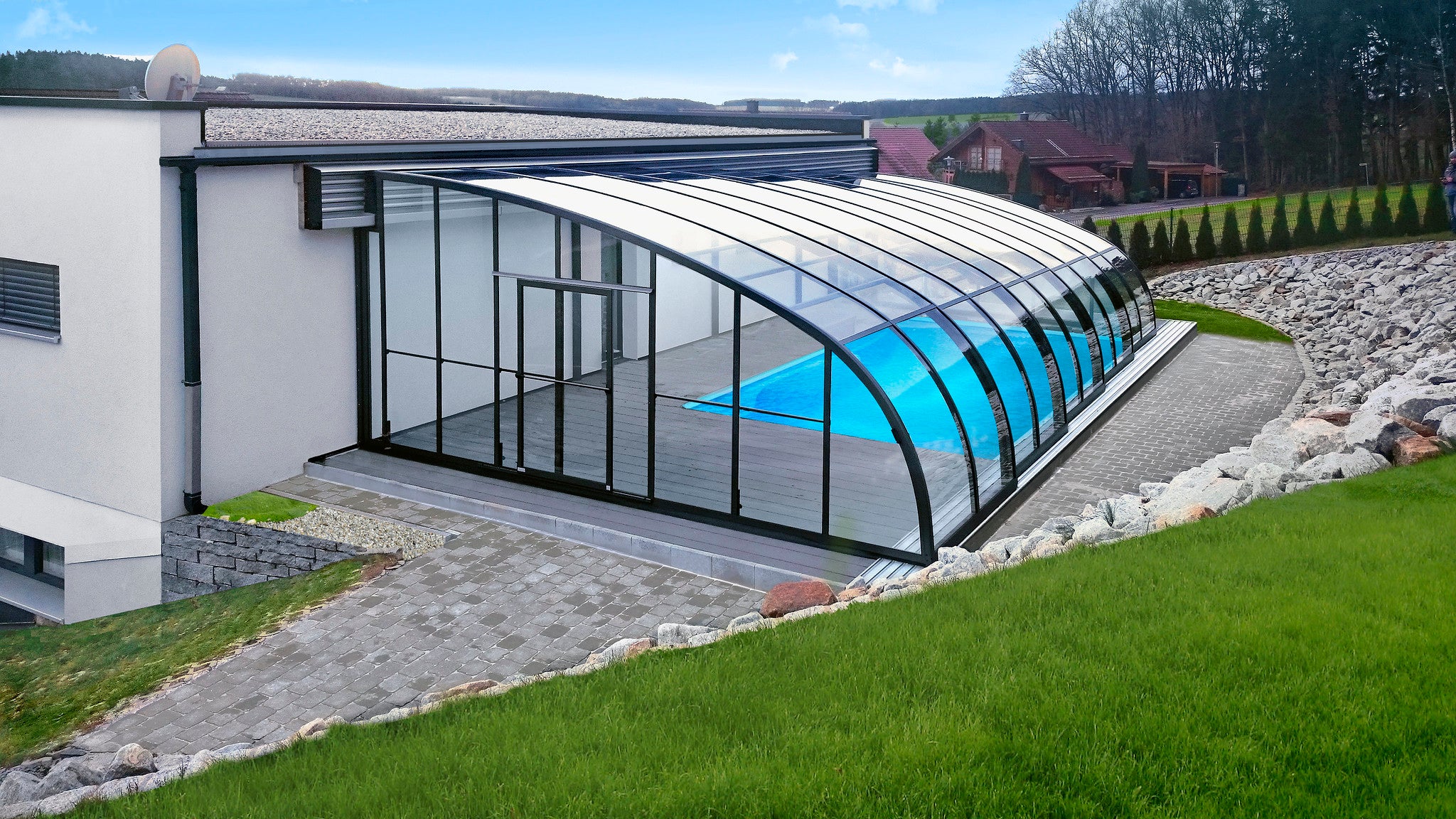 Style Wall Mounted Telescopic Pool Enclosure Alukov