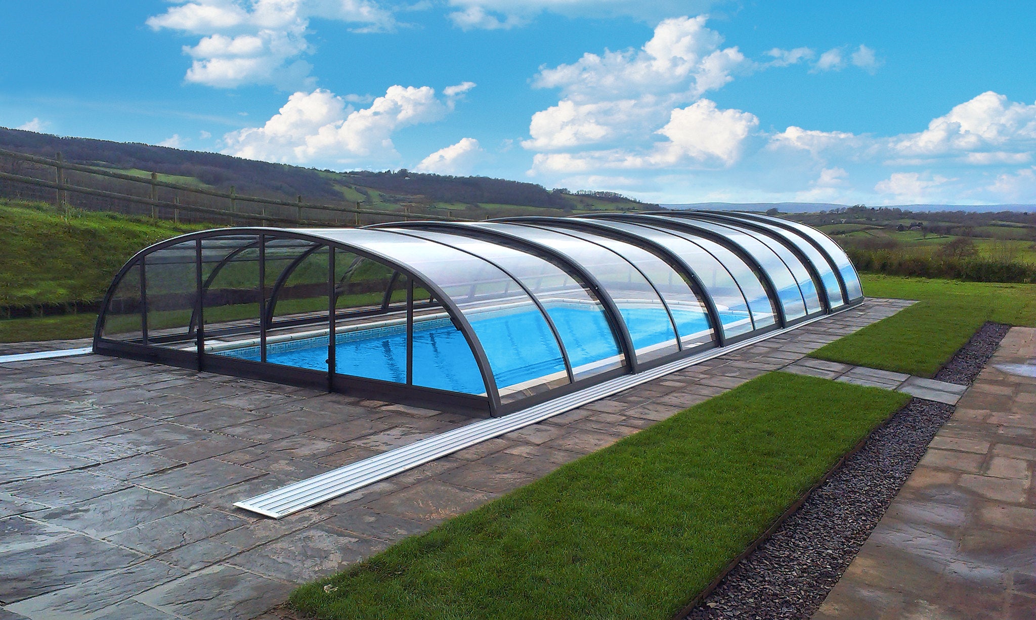 Tropea Neo Medium Height Telescopic Pool Enclosure Alukov