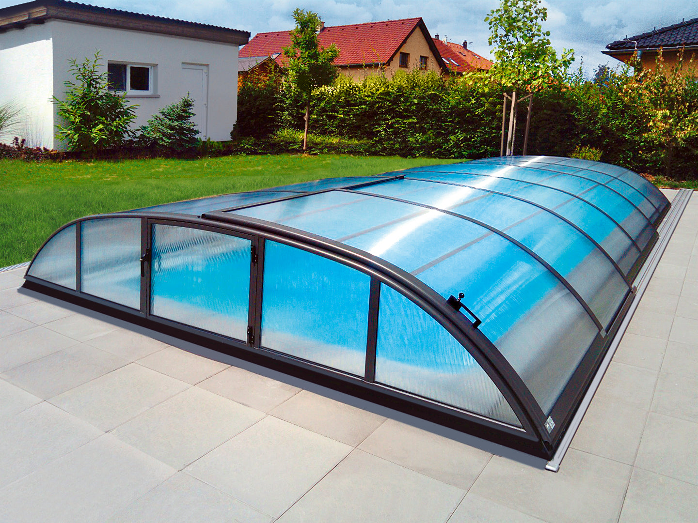 Azure Fully Retractable Low Aluminium Pool Enclosure