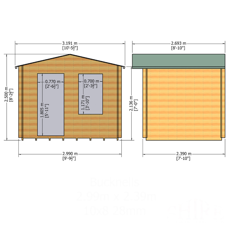 Shire Bucknells Log Cabin - 10 x 8