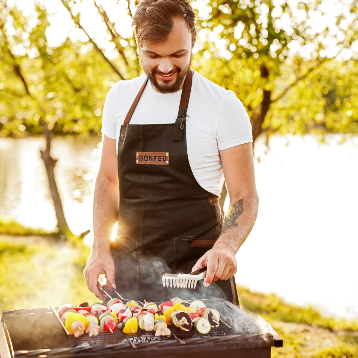 BonFeu Brown Leather Cooking Apron