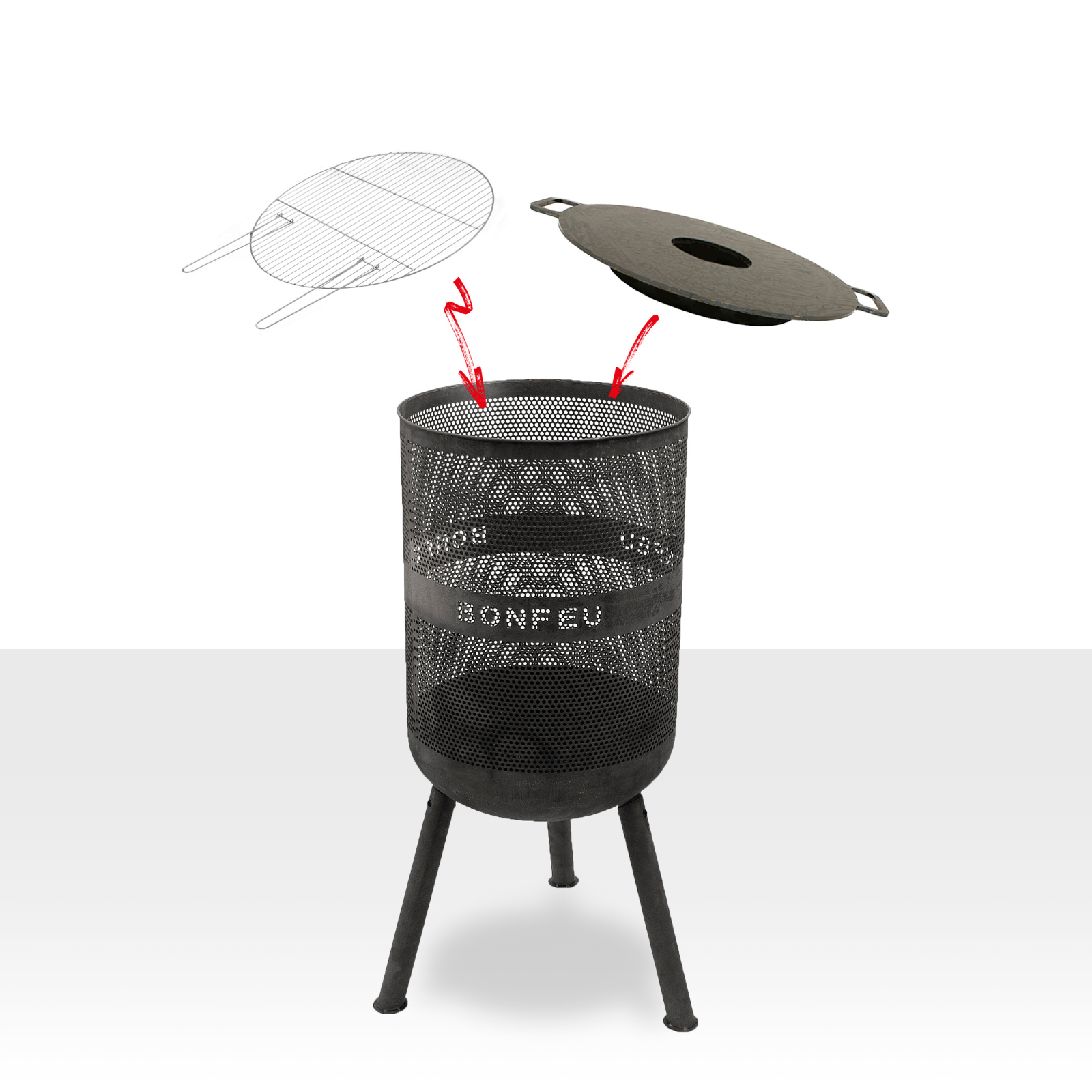 Bonfeu Bonves 45 Garden Fire Basket Grill - Black
