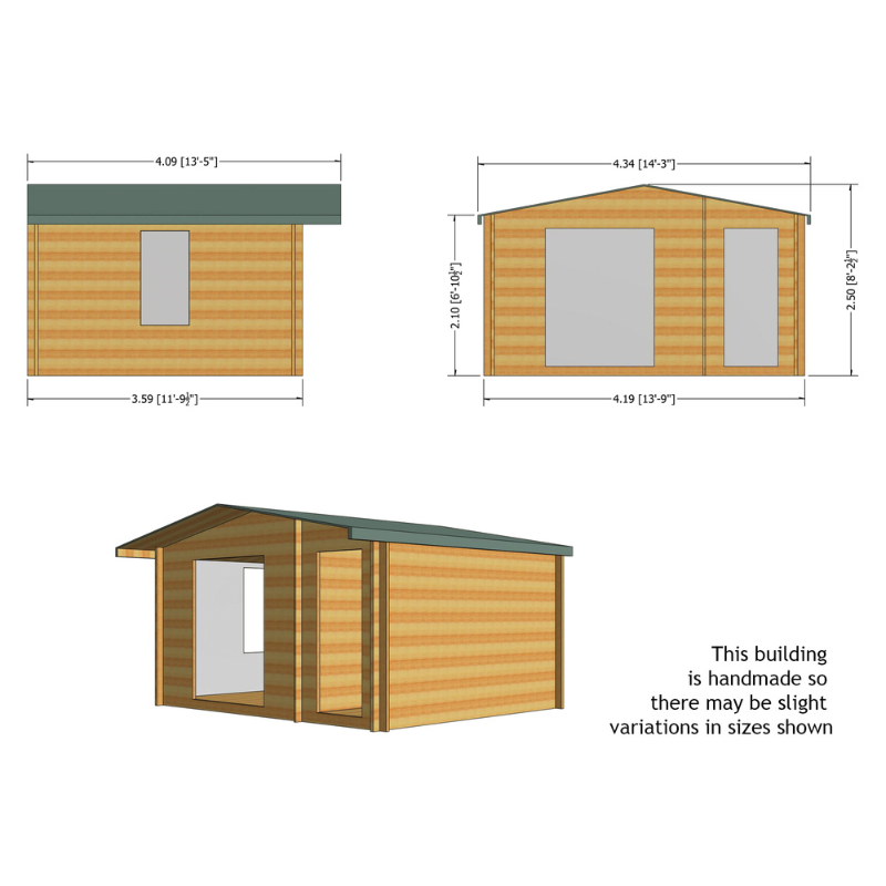 Shire Bourne Log Cabin - 14 x 12