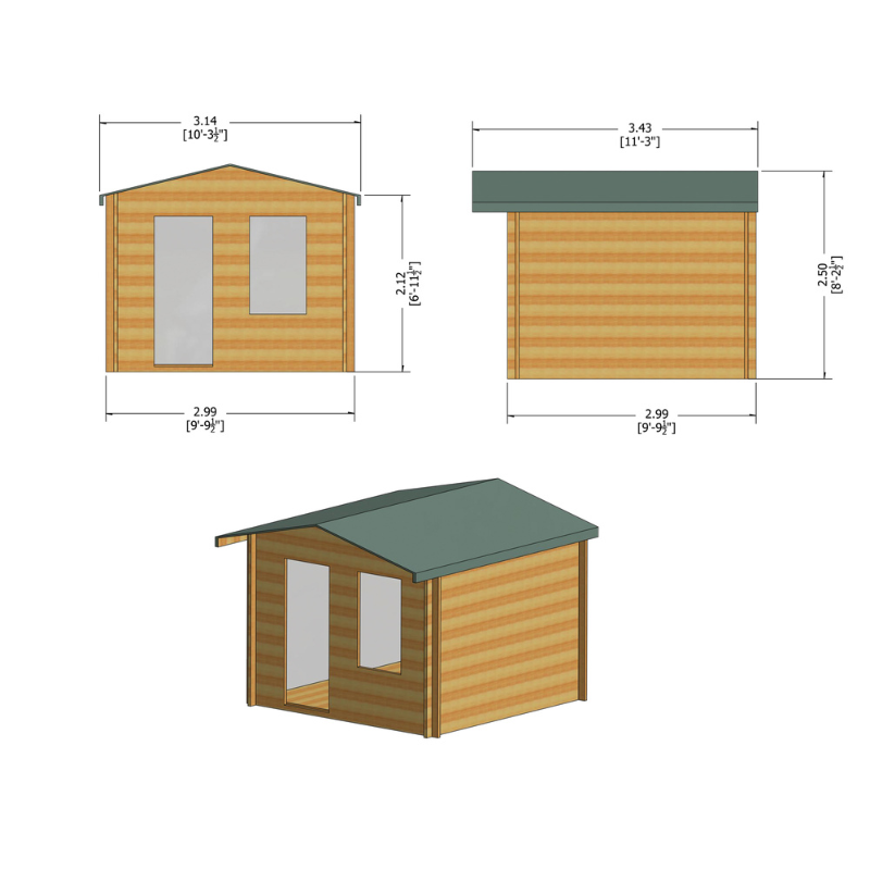 Shire Bucknells Log Cabin - 10 x 10