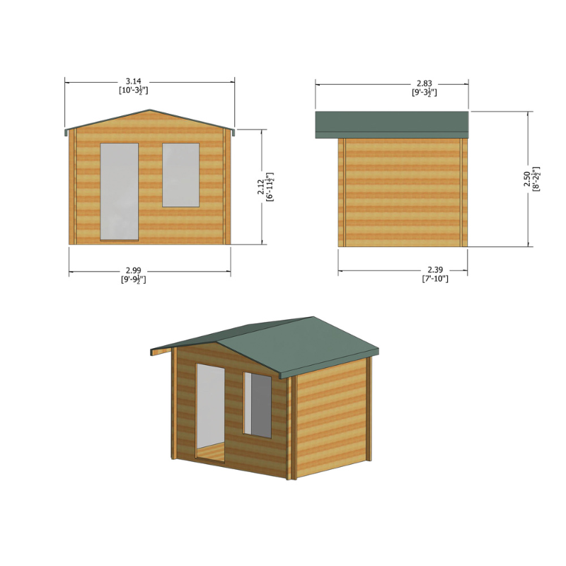 Shire Bucknells Log Cabin - 10 x 8