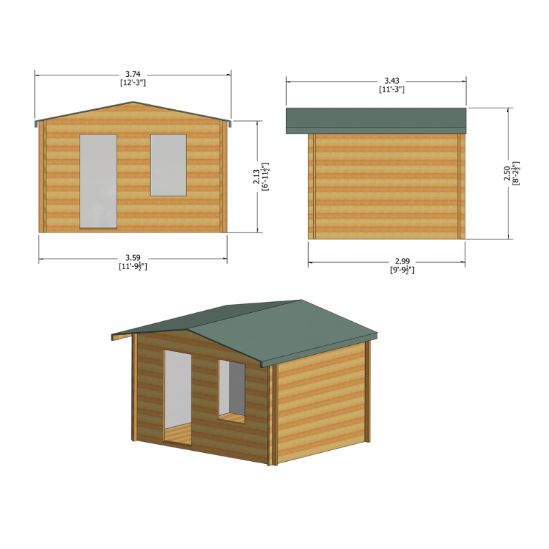 Shire Bucknells Log Cabin - 12 x 10