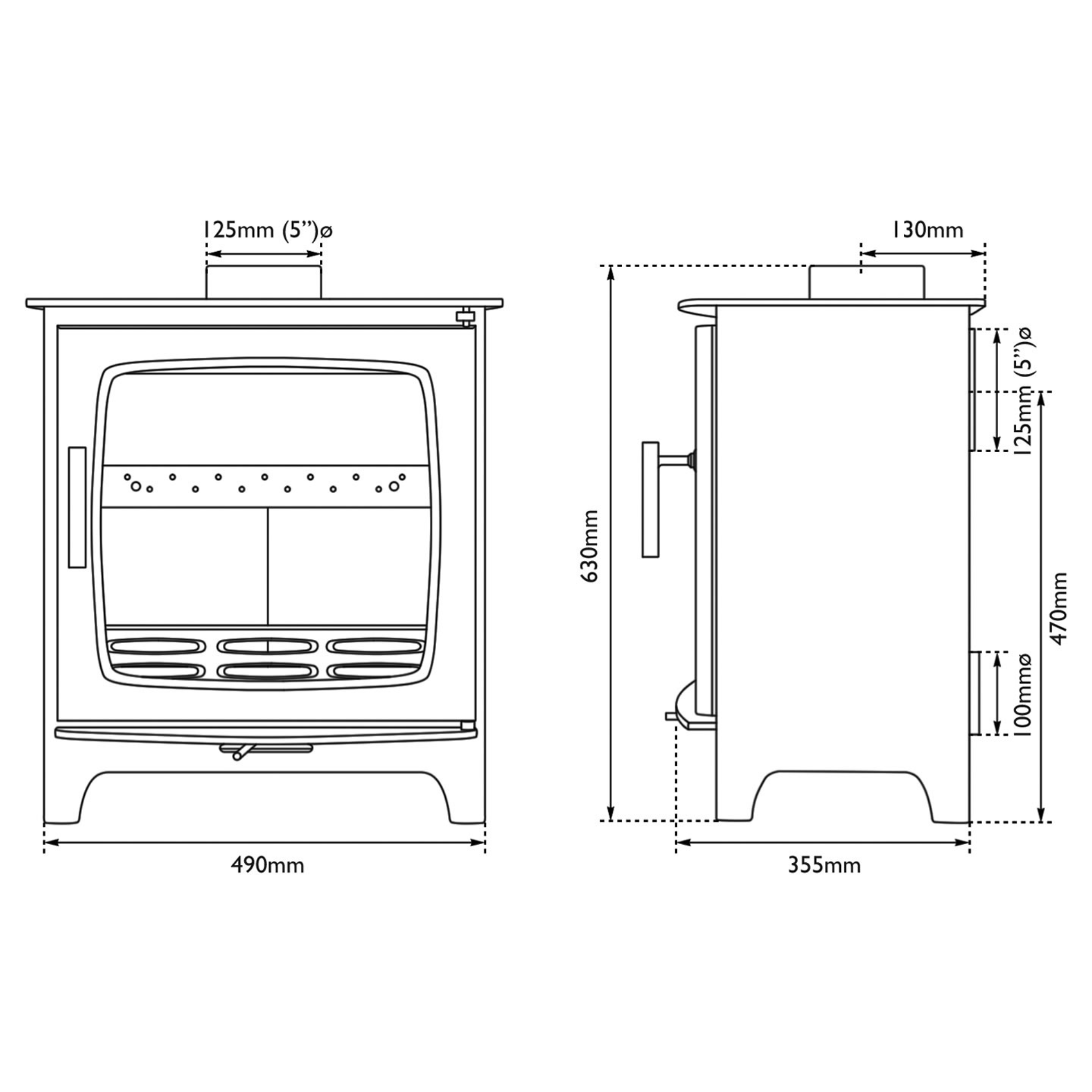 Carron Revolution 5kW Wood Burning Stove - Matt Black